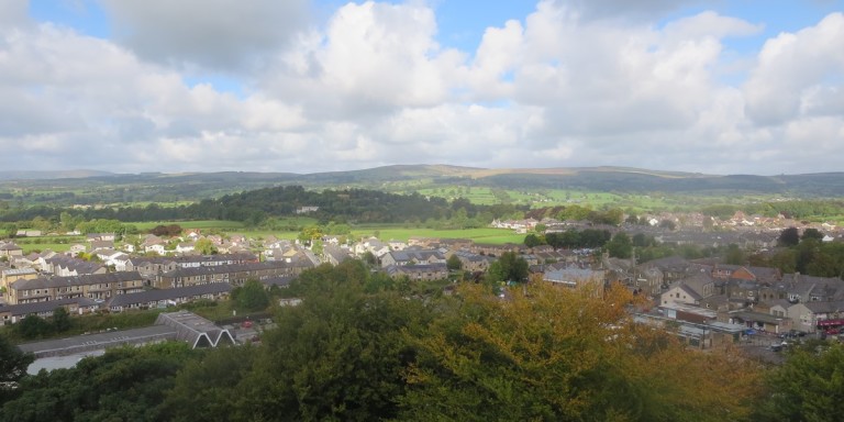View of Clitheroe and the hills from the Castle ramparts